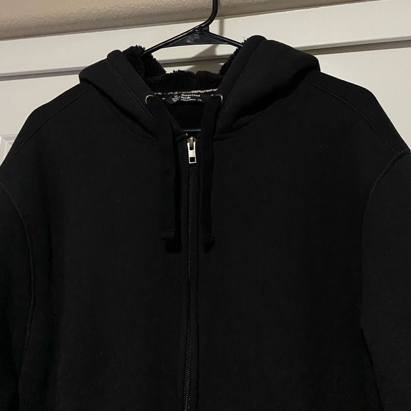 ⭐️ Black Hoodie, Sherpa Lined, Winter Zip Up Jacket - Picture 4 of 6